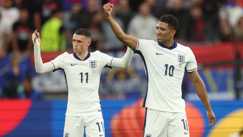 Bellingham and Foden celebrate against Serbia (©Richard Pelham/Getty Images)